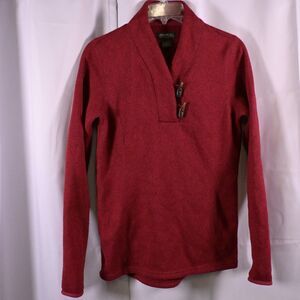 Eddie Bauer Red Toggle Pullover Shawl Sweater Womens Medium